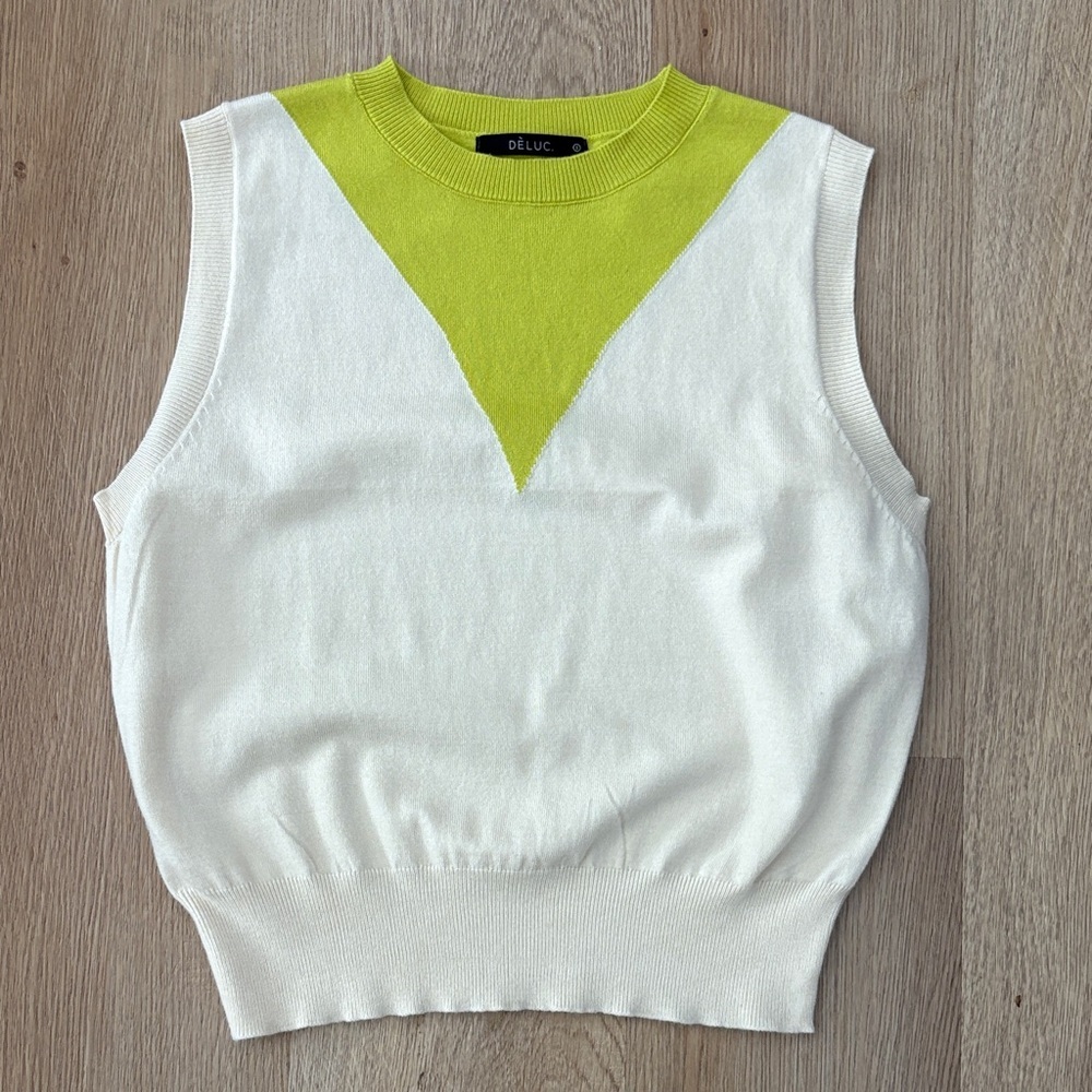 Deluc White and Lime Tank Top